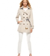 Contrast lining & trim adds a stylish pop of color to this MICHAEL Michael Kors trench coat -- a perfect spring topper rain or shine!