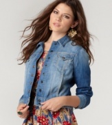 This Lucky Brand Jeans jacket is an instant classic, thanks to a roughed up wash and vintage-inspired styling.