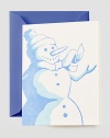 The glow of the moon on a chilly evening lights up a picture perfect Frosty, just like the letterpress snowman etched in blue on this snow white card.Set of 10 cards4.5 X 5.81Made in USA