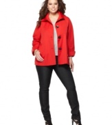 Tailored with a classic silhouette, this Ellen Tracy plus size jacket is perfect for looking pulled together rain or shine!