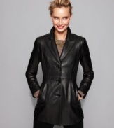Kick your fall wardrobe into high gear with this leather jacket from Jones New York. (Clearance)