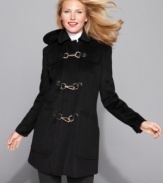 So cute with a sense of whimsy ... Calvin Klein's clip front coat is on-trend for cold-weather fun! (Clearance)