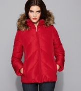 Calvin Klein's short puffer coat is perfect for pairing with jeans when the temperatures go way down. The faux fur trimmed hood keeps you looking chic no matter the weather. (Clearance)
