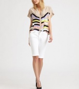 Your favorite denim skinnies, cropped and cuffed above the knee for a refreshing silhouette.THE FITFitted through hips and thighsRise, about 7½Inseam, about 14THE DETAILSZip flyFive-pocket style98% cotton/2% elastaneMachine washMade in USA of imported fabricModel shown is 5'9½ (176cm) wearing US size 4.