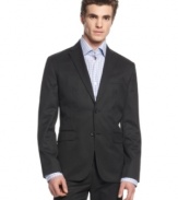 Don this micro-stripe blazer from Calvin Klein for sleek midtown style.