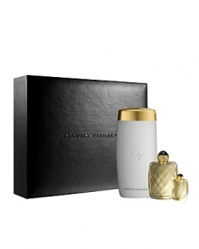 The David Yurman Elegant Inspirations Collection features the 1.7 fl. oz. Eau de Parfum in a stunning, faceted golden jewel captured in a hand-polished crystal bottle, and crowned with a sculpted cap inspired by the iconic cable design. Also included is the perfect complement to the spray, the 6.8 oz. net wt. Luxurious Body Lotion. Packaged in a translucent, elongated bottle with a gold, flip-top cap, accented with the David Yurman signature cable motif, the Luxurious Body Lotion envelops your skin in a sumptuous veil of softness. To complete your collection of precious jewels, the .17 fl. oz. Eau de Parfum Deluxe Miniature is also enclosed. The collection is featured in a reusable black, faux leather gift box with the David Yurman logo debossed on the cover. This set includes an Eau de Parfum Spray 50 ml / 1.7 fl. oz, a Luxurious Body Lotion 200 ml / 6.8 oz. net wt., and an Eau de Parfum Deluxe Miniature 5 ml / .17 fl. oz. The David Yurman Elegant Inspirations Collection features the 1.7 fl. oz. Eau de Parfum in a stunning, faceted golden jewel captured in a hand-polished crystal bottle, and crowned with a sculpted cap inspired by the iconic cable design. Also included is the perfect complement to the spray, the 6.8 oz. net wt. Luxurious Body Lotion. Packaged in a translucent, elongated bottle with a gold, flip-top cap, accented with the David Yurman signature cable motif, the Luxurious Body Lotion envelops your skin in a sumptuous veil of softness. To complete your collection of precious jewels, the .17 fl. oz. Eau de Parfum Deluxe Miniature is also enclosed. The collection is featured in a reusable black, faux leather gift box with the David Yurman logo debossed on the cover. This set includes an Eau de Parfum Spray 50 ml / 1.7 fl. oz, a Luxurious Body Lotion 200 ml / 6.8 oz. net wt., and an Eau de Parfum Deluxe Miniature 5 ml / .17 fl. oz.