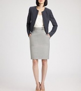Micro-striped cotton, tailored high-waisted pencil silhouette with a self D-ring belt.Self D-ring beltSide slash pocketsBack welt pocketsConcealed back zipFully linedAbout 22½ from natural waist78% cotton/22% polyesterDry cleanImported of Italian fabricModel shown is 5'9 (175cm) wearing US size 4. 