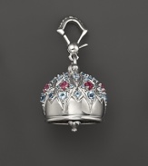 Inspired by Zen philosophy, this matte sterling silver Cathedral meditation bell from Paul Morelli is set with pink rhodolite and blue topaz.