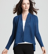 Ribbed panels at the back create a flattering shape on this versatile Eileen Fisher cardigan, rendered in cozy wool.