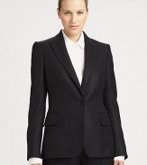Menswear-inspired tailoring and clean, minimal details define this textured wool piece.Peaked lapelsButton closureFlap pocketsButton cuffsBack ventAbout 26 from shoulder to hemWoolDry cleanMade in Italy of imported fabricModel shown is 5'11 (180cm) wearing US size 4. Additional Information Women's Premier Designer & Contemporary Size Guide 