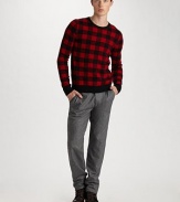 Superior style for the colder weather to come, shaped in fine-knit wool jacquard. Ribbed crewneck, cuffs, hem Wool Hand wash Imported 