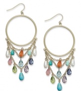 A traditional hoop earring gets an opportunity to stand out with this gypsy style from Lauren Ralph Lauren. Drops of colorful resin beads hang from a triple chain silhouette. Crafted in 14k gold-plated mixed metal. Approximate drop: 3 inches.