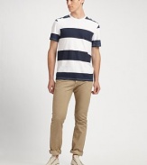 Cotton-blend crewneck in classic stripes for an on-the-go look that's stylishly pulled together.Crewneck50% cotton/50% polyesterMachine washImported