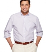 Cool chambray makes an instant casual statement-pick up this big and tall shirt from Izod for your weekend look.