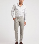Subtle plaid design offers a cool, casual feel to a classic sportshirt.ButtonfrontChest pocketsCottonDry cleanImported