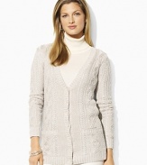 Crafted in a chic cable knit, the Paskalle buttoned cardigan exudes modern glamour with glistening metallic threads for a luxe take on cool-weather style.