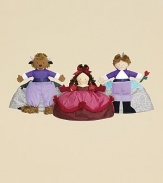 Reversible doll has two contrasting outfits in one: Beauty in a red and pink gown with organza accents flips upside down to the Beast with horns and furry feet that then reverses to a crowned Prince with rose. 11¼H X 10W X 2½D Imported Recommended for ages 2 and up