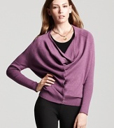 This Eileen Fisher organic cotton sweater puts a creative spin on the always-essential cardigan, fashioned with a plunging cowl neckline for an elegant drape.