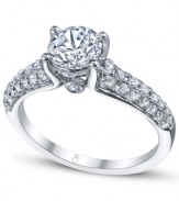 Tell a story with this symbolic style. This My Diamond Story engagement ring features a stunning, certified round-cut diamond (1-3/4 ct. t.w.) surrounded by two rows of smaller round-cut diamonds. Crafted in 18k white gold.