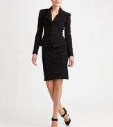 This modern, ladylike design features a button-down lapel that can be work opened or closed.Stand collarFoldover lapels with button closuresButton frontAbout 22 from shoulder to hem42% wool/42% acrylic/18% polyamideDry cleanMade in Italy of imported fabricModel shown is 5'10½ (177cm) wearing US size 4. 