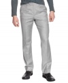 Silver fox. Go gray all the way with these sleek straight-leg pants from American Rag.