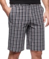 Check yourself. These plaid shorts from Alfani give any warm-weather look a shot of urban cool.
