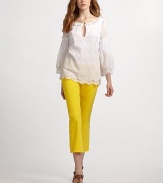 On-trend colored denim in a chic cropped design. Button closureZip frontLogo-embroidered back pocketsInseam, about 2798% cotton/2% polyurethaneMachine washImported Model shown is 5'10 (177cm) wearing US size 4. 