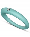 Stackable style with a hint of sparkle! DUEPUNTI's unique ring is crafted from aqua-hued silicone with a round-cut diamond accent. Set in sterling silver. Ring Size Small (4-6), Medium (6-1/2-8) and Large (8-1/2-10)
