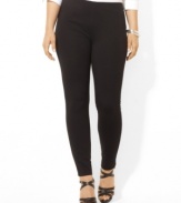 Lauren Ralph Lauren's flattering slim plus size pant is crafted in soft stretch ponte in an easy pull-on silhouette for chic, go-anywhere style