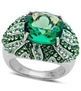 A playful conversation piece. Kaleidoscope's dazzling cocktail ring combines large and small green and clear crystals with Swarovski Elements. Set in sterling silver. Size 7.