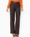 Inspired by smartly-tailored menswear, Lauren by Ralph Lauren's pinstriped Andover pants are crafted with a chic, wide leg for an ultra-feminine silhouette.