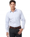 Look sharp in a slimmed down style with the sleek and trim fit of this striped AJ Izod shirt. (Clearance)