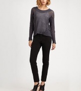 Edgy, cropped-front boatneck with dropped shoulders, slash pockets and deconstructed seaming. Ribbed boatneckDropped shouldersLong dolman sleevesSlash pocketsRibbed cuffs and hemHi-low hem48% linen/42% cotton/10% metallicMachine washImportedModel shown is 5'9½ (176cm) wearing US size 4.