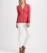 Classically designed with subtle-yet-chic plaid cuffs.V-neckLong sleevesCheck cuffsButton closureFront pocketsRib-knit trimAbout 23 from shoulder to hem50% cashmere/50% cottonDry cleanImported Model shown is 5'9 (176cm) wearing US size Small. 