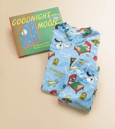 One of the sweetest bedtime books of all time, paired with charming coordinating pajamas of cozy cotton knit. Written by Margaret Wise BrownIllustrated by Clement HurdHardcover, 32 pagesRecommended for ages birth to 4PJs with elastic waist and ribbed knit trimCottonMachine washMade in USA