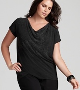 Beautiful beading glimmers from this Eileen Fisher drape neck top, perfect to pair with jeans on the weekend or to lend a little dazzle to daytime looks.