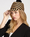 A striped design with a fun pom-pom. 55% viscose/45% cottonBrim, about 2Spot cleanMade in Italy