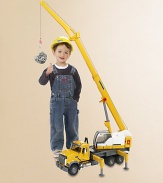 Incredibly realistic 1:16 scale model provides hours of imaginative play, with opening doors, lift-up hood displaying engine block, folding side mirror, telescoping/pivoting crane and hand-cranked winch.Plastic About 26L X 7¼W X 10½H plus crane Recommended for ages 3 and up Made in Germany