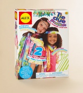 This crafty kit features easy-to-use supplies to make a pair of friendship scarves.Two 54 cotton scarves13 tie dye toolsThree bottles of dye40 plastic beads20 rubberbandsTwo pairs of plastic glovesSuitable for ages 6 and upImported