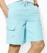 The relaxed-fitting Kailua trunk is crafted in a bold solid hue from quick-drying nylon.