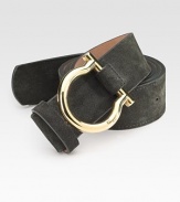 A single D-ring brass buckle defines a classic belt in rich suede. About 1½ wide Suede Made in Italy 