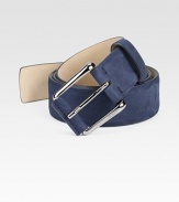 Logo engraved metal buckle accents this classic belt crafted in rich suede.SuedeAbout 1¼ wideMade in Italy