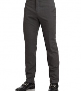 THE LOOKWaistband with belt loopsZip fly with slide tab and button closureDual seam pocketsBack welt pockets with button closuresBelt tab accent at back waistTHE FITRise, about 10Inseam, about 31THE MATERIAL70% cotton/30% silkFully linedCARE & ORIGINDry cleanMade in Italy