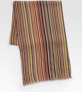 The designer's signature stripes create a versatile scarf in featherweight wool, crafted in Italy.Fringed ends11½W X 60LWoolMade in Italy