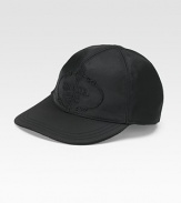 Sporty style in sleek nylon with tonal logo embroidery and wool lining. Stitched brim Made in Italy