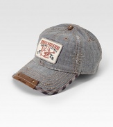 A casual-cool logo cap mixes prints and contrast top-stitching. Check trim55% linen/45% cottonHand washImported