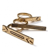 Designed to be stacked, House of Harlow 1960's engraved ring trio promises to add an enviable touch of tough.