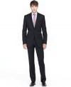 Update your tailored look.  This sleek Bar III suit infuses a modern cut with classic black impact.