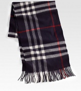 Soft, luxurious cashmere woven in the iconic check pattern. 66 X 11¾ Cashmere; dry clean Made in Scotland