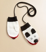 Cut from a soft wool blend, these panda-inspired mittens are as cute as they are cozy. Loss-prevention string50% wool/50% acrylicHand washImported